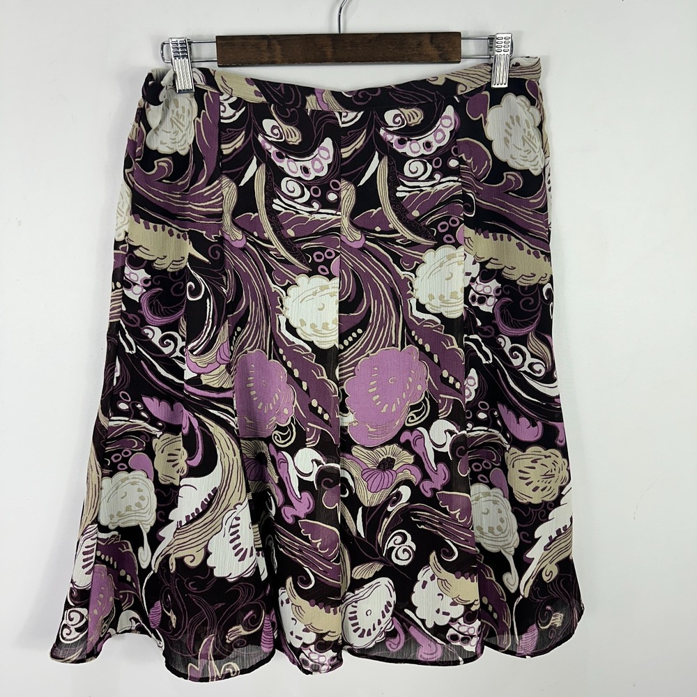 Vintage George Purple Paisley Midi Skirt Womens 12 Pull On Fairy Y2K Whimsical